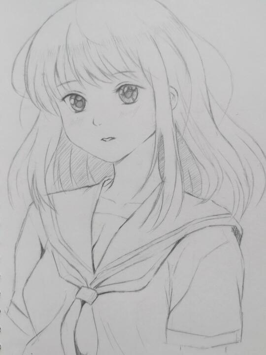 铅笔画动漫少女，心灵与自然的美景之旅探索